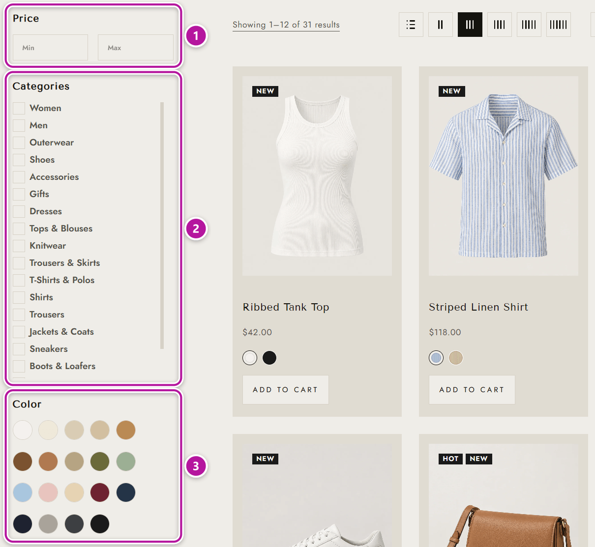 The Themeasy AJAX product filter with attributes, price and categories